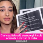 Clarissa Selassié stampa gli insulti omofobi e razzisti di Katia