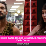 Alex Belli bacia Jessica Selassié, la reazione di Delia Duran